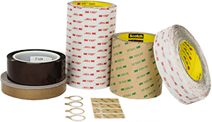 Stacks of different tapes and adhesives
